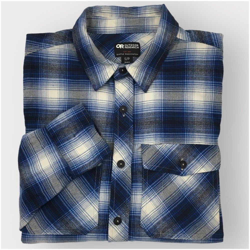 OUTDOOR RESEARCH Mens Sandpoint Flannel Long Sleeve Shirt Size S Cotton Pockets